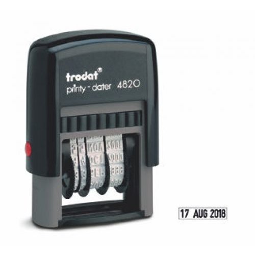 Trodat Printy 4820 Self Inking Line Date Stamp 25x4mm Black Ink (10729TD)