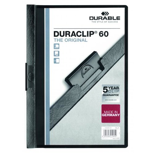 Durable Duraclip 60 Report File 6mm A4 Black (Pack 25) 220901 (10775DR)
