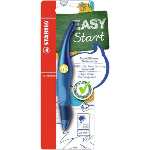 STABILO EASYoriginal Holograph Left Handed Handwriting Rollerball with Blue Barrel and Blue Ink Single Pen B 56827 3 (10787ST)