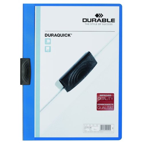 Durable Duraquick Clip Folder PVC Clear Front A4 Blue (10838DR)