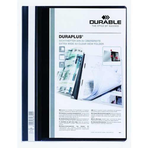 Durable Duraplus Quotation Filing Folder with Clear Title Pocket PVC A4+ Black (10936DR)