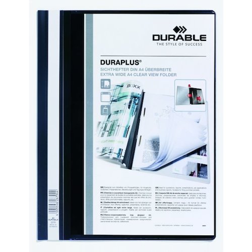Durable Duraplus Presentation Folder Transparent Cover & Inside Pocket for Documents (10936DR)