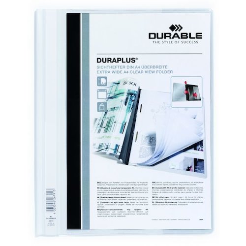 Durable Duraplus Quotation Filing Folder with Clear Title Pocket PVC A4+ White (10943DR)