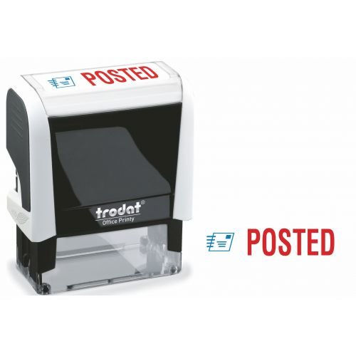 Trodat Office Printy Stamp Self inking   Posted   18x46mm Reinkable Red and Blue (11023TD)
