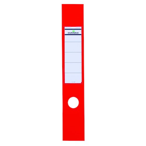 Durable Ordofix Spine Labels 390x60mm Self adhesive PVC for Lever Arch File Red (11034DR)