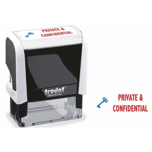 Trodat Office Printy 4912 Self Inking Word Stamp PRIVATE AND CONFIDENTIAL 46x18mm Blue/Red Ink (11044TD)