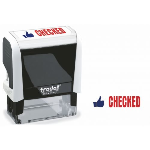 Trodat Office Printy 4912 Self Inking Word Stamp CHECKED 46x18mm Blue/Red Ink (11058TD)