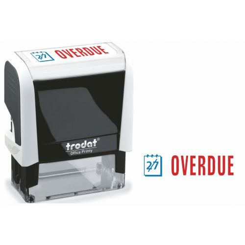 Trodat Office Printy 4912 Self Inking Word Stamp OVERDUE 46x18mm Blue/Red Ink (11079TD)