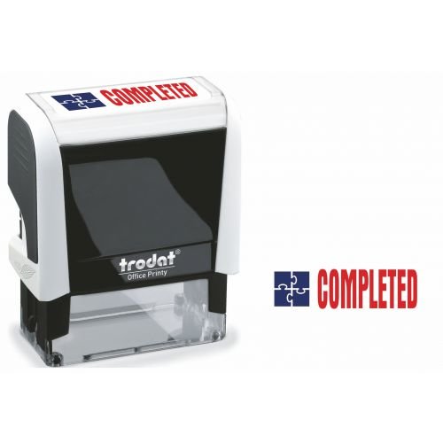Trodat Office Printy 4912 Self Inking Word Stamp COMPLETED 46x18mm Blue/Red Ink (11121TD)