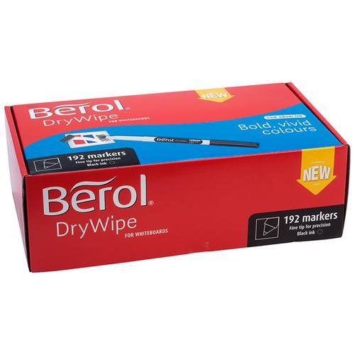 Berol Dry Wipe Whiteboard Marker Bullet Tip 1mm Line Black (Pack 192) (11123NR)