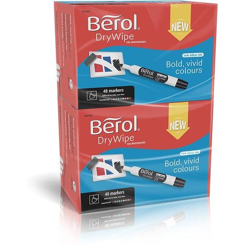 Berol Dry Wipe Whiteboard Marker Bullet Tip 2mm Line Assorted Colours (Pack 96) (11144NR)