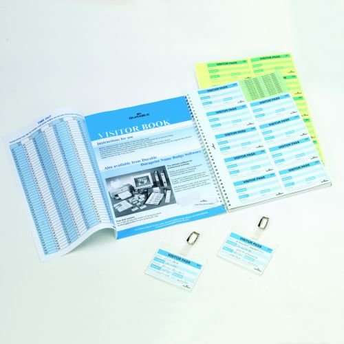 Durable Visitors Book Refill of 100 Duplicate Carbonless Badge Inserts W90xH60mm (11286DR)