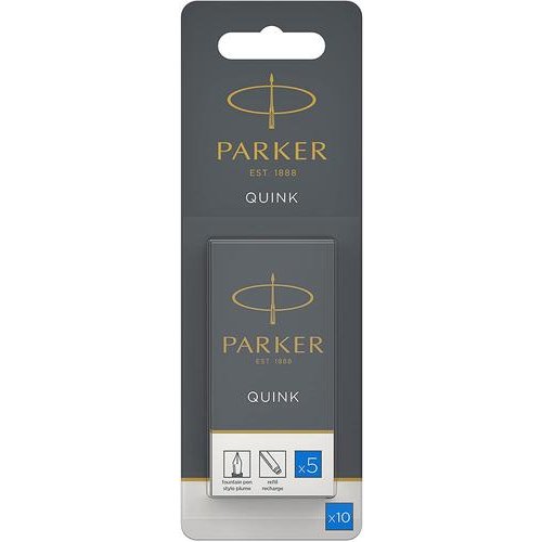 Parker Quink Long Ink Refill Cartridge for Fountain Pens Blue (Pack 10) (11386NR)