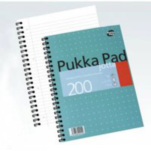 Pukka Pad Jotta A4 Wirebound Card Cover Notebook Ruled 200 Pages Metallic Green (Pack 3) (13017PK)