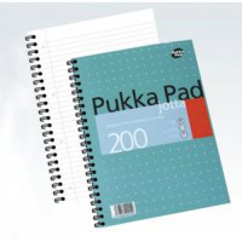 Pukka Pad Mettallic Jotta Nbk Wirebound 80gsm Ruled Margin Perf Punch 4 Hole 200pp A4+ (13017PK)