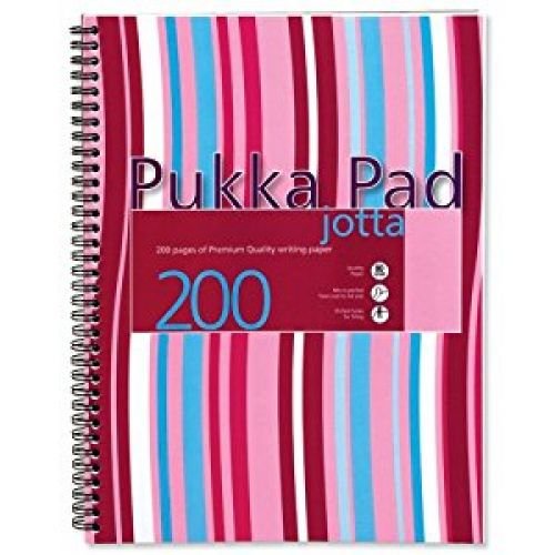 Pukka Pad Jotta A4 Wirebound Polypropylene Cover Notebook Ruled 200 Pages Pink Stripe (Pack 3) (13045PK)