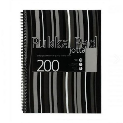 Pukka Pad Jotta A4 Wirebound Polypropylene Cover Notebook Ruled 200 Pages Black Stripe (Pack 3) (13052PK)