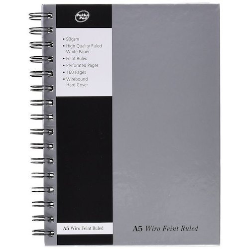 Pukka Pad A5 Wirebound Hard Cover Notebook Ruled 160 Pages Silver (Pack 5) (13150PK)
