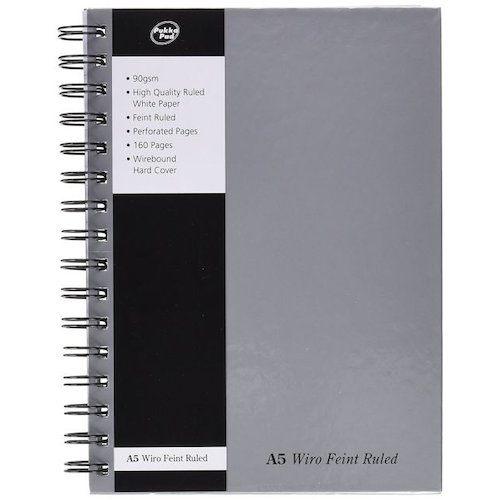 Pukka Pad Notebook Wirebound Hardback 90gsm Ruled Perforated 160pp A5 Silver (13150PK)