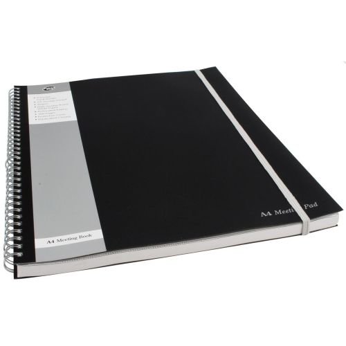 Pukka Pad A4 Plus Wirebound Polypropylene Cover Meeting Pad Ruled 160 Pages Ruled Black (Pack 3) (13192PK)