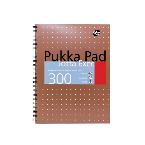 Pukka Pad Jotta Exec A4 Wirebound Card Cover Notebook Ruled 300 Pages Metallic Copper (Pack 3) (13374PK)
