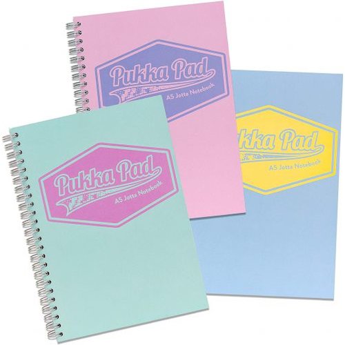 Pukka Pad Jotta A5 Wirebound Card Cover Notebook Ruled 200 Pages Pastel Blue/Pink/Mint (Pack 3) (13612PK)