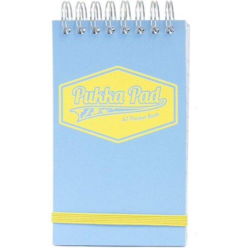 Pukka A7 Wirebound Card Cover Pocket Notebook Ruled 100 Pages Pastel Blue/Pink/Mint (Pack 6) (13640PK)