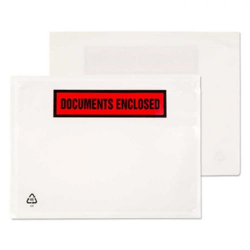 Blake Purely Packaging Document Enclosed Wallet C6 168x126mm Peel and Seal Printed Clear (Pack 1000) (13742BL)
