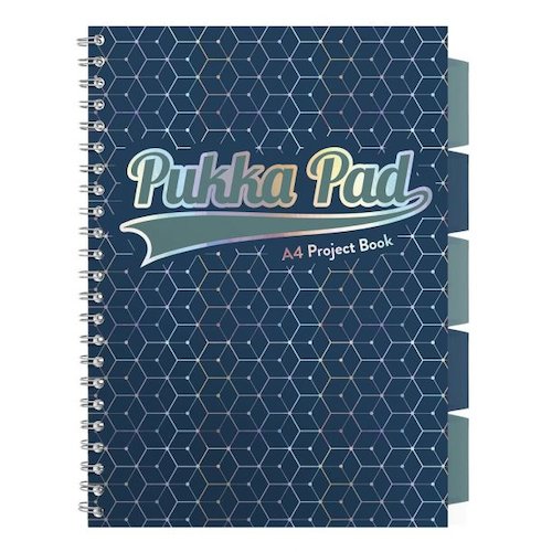 Pukka Pad Glee A4 Wirebound Polypropylene Cover Project Book Ruled 200 Pages Dark Blue (Pack 3) (13801PK)