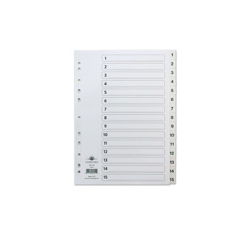 Concord Index 1 15 Polypropylene Multipunched Reinforced Holes 120 Micron A4 White (13920PK)