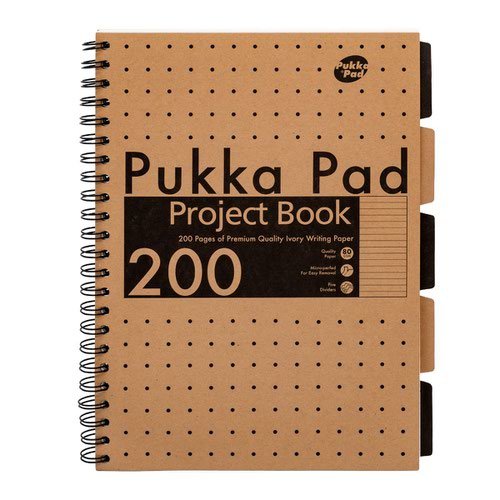 Pukka Kraft A4 200 Page Project Book (Pack 3) 9566 KRA (13983PK)