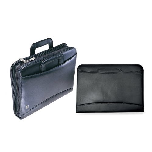 Collins A4 Conference Folder with Retractable Handles Leather Look Black BT001 (14109CS)