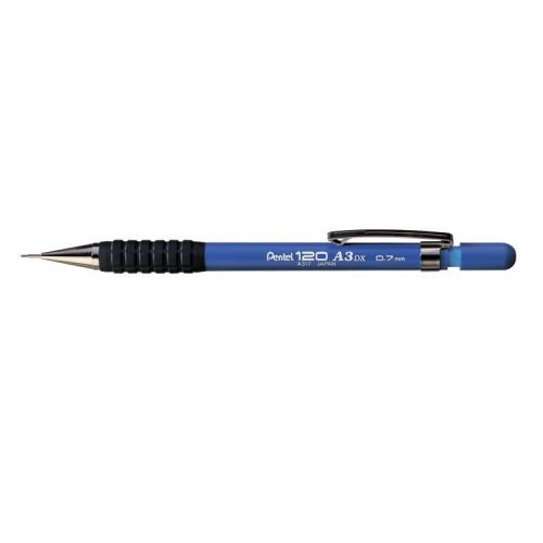 Pentel A317 Automatic Pencil with Rubber Grip and 2 x HB 0.7mm Lead Blue Barrel (16622PE)