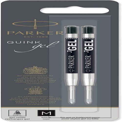 Parker Quink Gel Ink Refill Medium Black (Pack 2) 1950362 (16741NR)