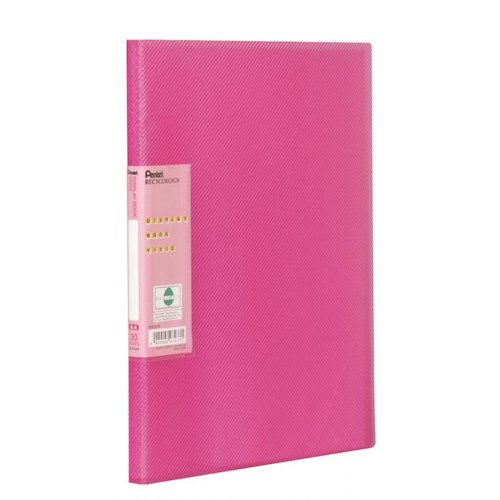 Pentel Recycology A4 Vivid Display Book 30 Pocket Pink (Pack 10) (16965PE)