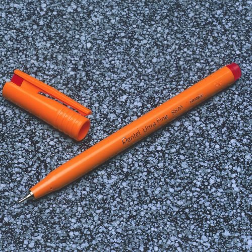 Pentel S570 Ultra Fine Pen Plastic 0.6mm Tip 0.3mm Line Red (17168PE)