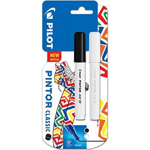 Pilot Pintor Extra Fine Bullet Tip Paint Marker 2.3mm Black and White Colours (Pack 2) 3131910536833 (17182PT)