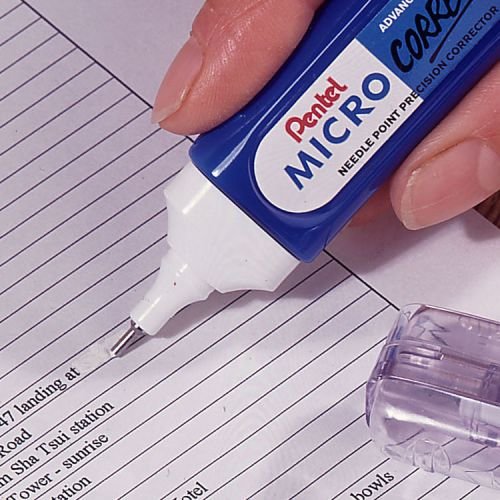 Pentel Micro Correct Correction Fluid Pen Needle Point Precision Tip 12ml Fine (17252PE)