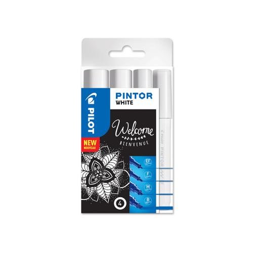 Pilot Pintor Paint Marker Extra Fine/Fine/Medium/Broad White (Pack 4) 3131910537502 (17392PT)
