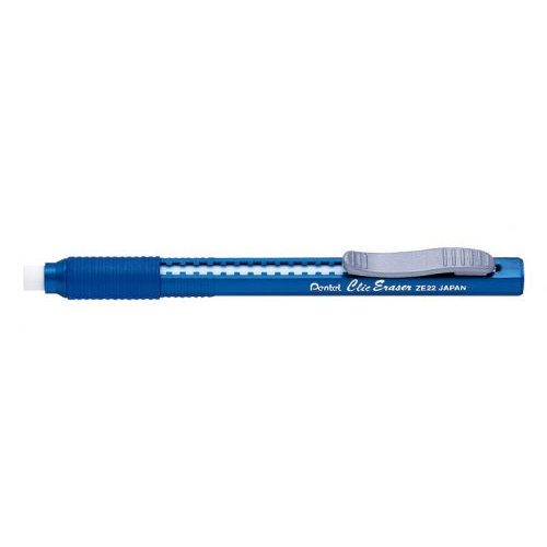 Pentel Clic Eraser Pen White with Transparent Blue Barrel (Pack 12) (17483PE)