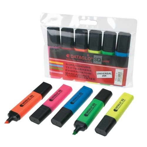 ValueX Flat Barrel Highlighter Pen Chisel Tip 1 5mm Line Assorted Colours (Pack 6) (18106HA)