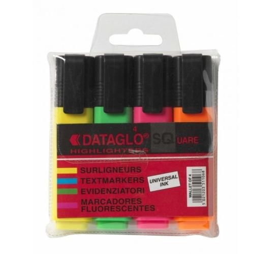 ValueX Flat Barrel Highlighter Pen Chisel Tip 1 5mm Line Assorted Colours (Pack 4) (18120HA)