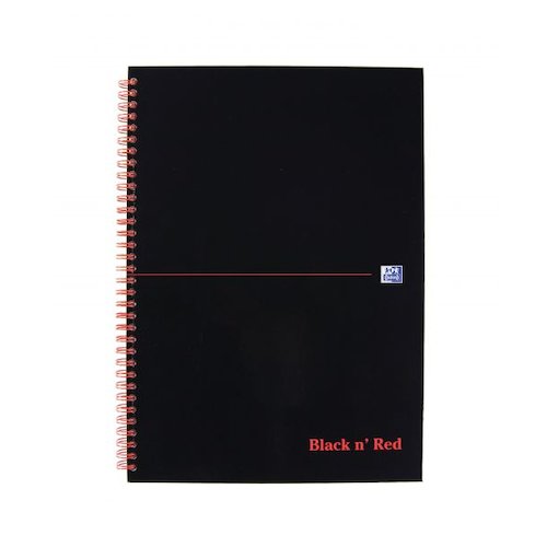 Black n Red A4 Wirebound Hard Cover Notebook Ruled 140 Pages Black/Red (Pack 5) (18257HB)