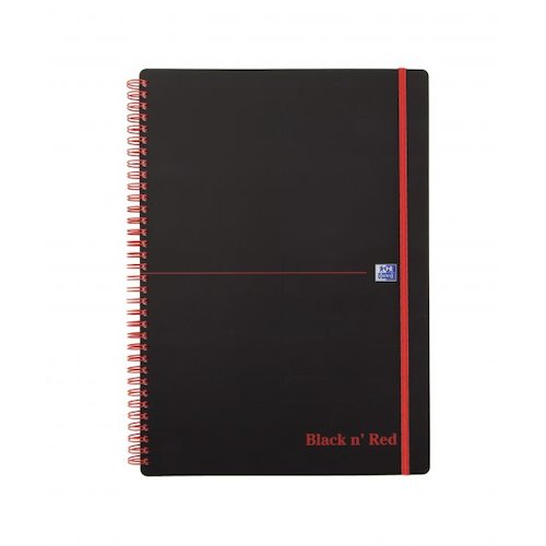 Black n Red Notebook Wirebound PP 90gsm Ruled and Perforated 140pp A4 (18292HB)