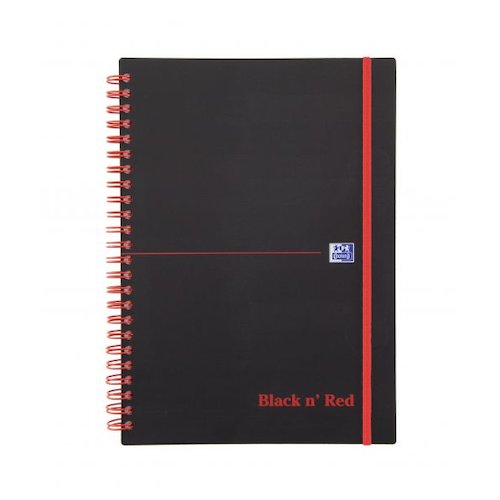 Black n Red Notebook Wirebound PP 90gsm Ruled and Perforated 140pp A5 (18348HB)