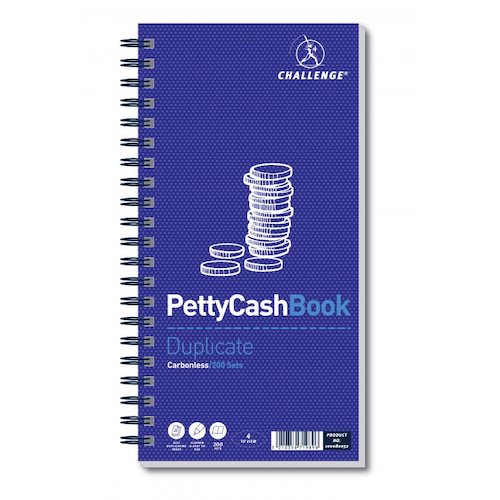 Challenge Petty Cash Book Carbonless Wirebound 200 Sets in Duplicate 280x141mm (18404HB)