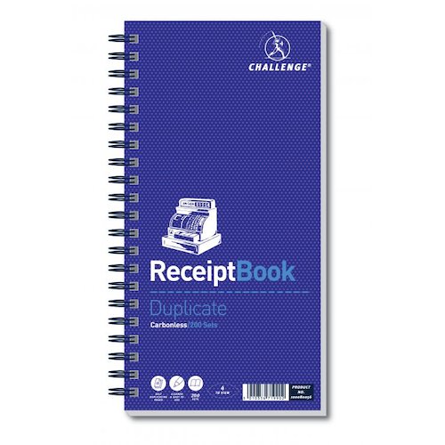 Challenge 280x141mm Duplicate Receipt Book Carbonless Wirebound 200 Sets (18411HB)