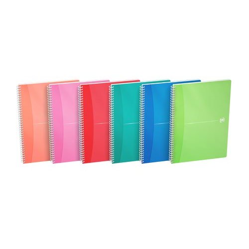 Oxford Office Notebook Poly Wirebound 90gsm Smart Ruled 180pp A4 Assorted Colour (18446HB)