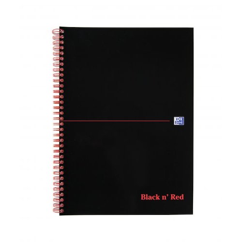 Black n Red A4 Wirebound Soft Cover Notebook Ruled 100 Pages Black/Red (Pack 10) (18516HB)
