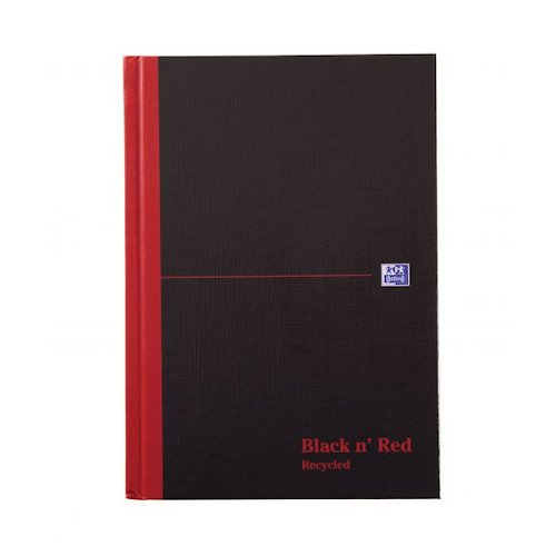 Black n Red Notebook Casebound 90gsm Ruled Recycled 192pp A5 (18551HB)